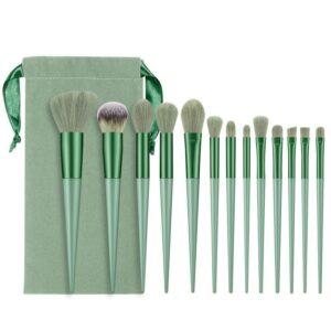 Set 13 pensule pentru machiaj, , super soft, makeup profesional/incepatori, verde