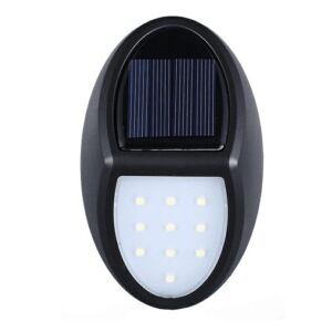 Aplica solara LED pentru perete , in forma ovala, 10 LED-uri, lumina puternica, IP65, 12 x 7.5 cm, 1.2 V, 300 mAh, autonomie 8-10 ore, alb rece