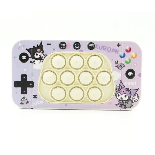 Jucarie interactiva tip consola pentru copii , speed push whack-a-mole, joc de viteza pop it, material ABS/silicon, cu nivele, sunete si lumini, 15.5 x 7.6 x 5.3 cm, model elfi, mov