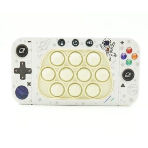 Jucarie interactiva tip consola pentru copii , speed push whack-a-mole, joc de viteza pop it, material ABS/silicon, cu nivele, sunete si lumini, 15.5 x 7.6 x 5.3 cm, model astronaut, alb