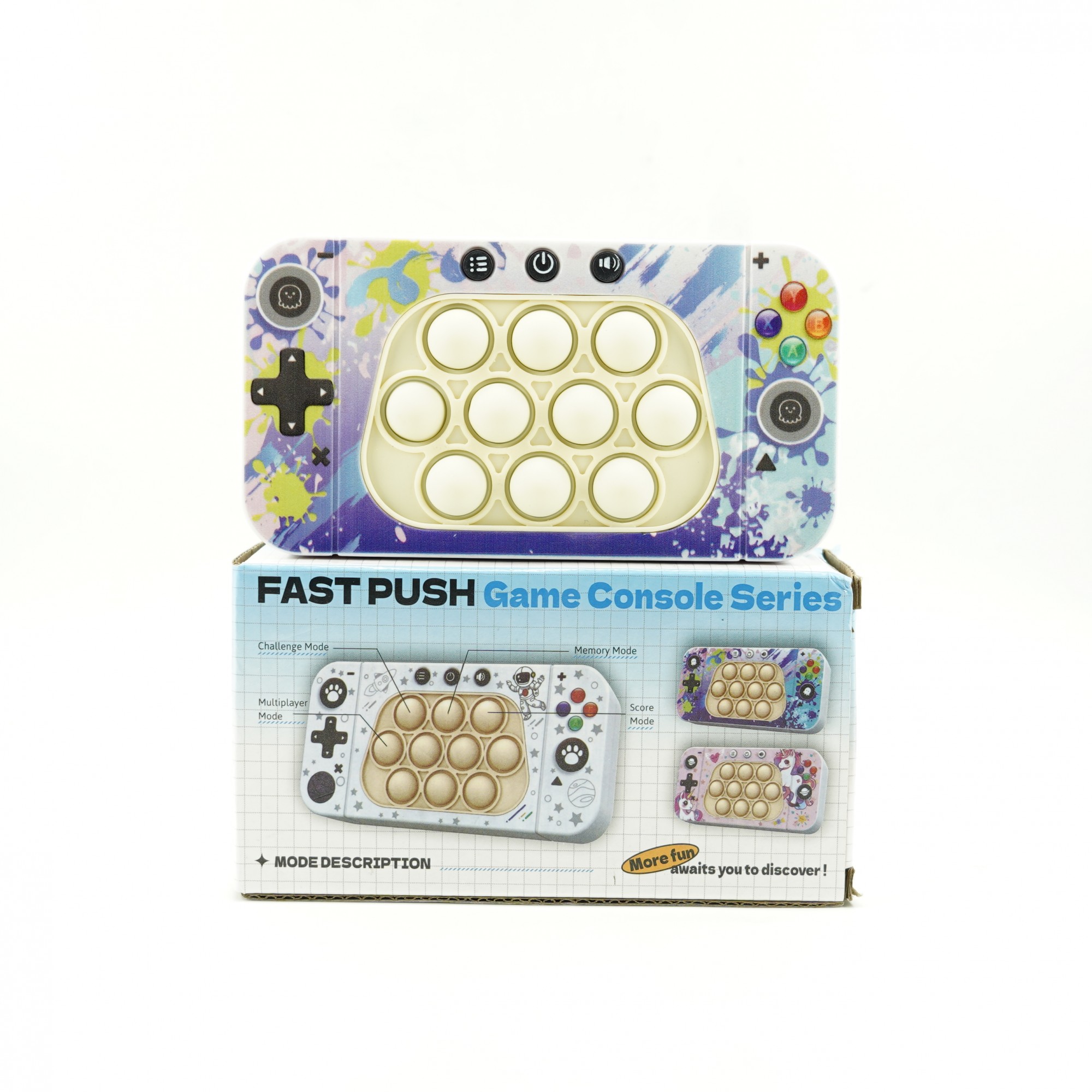 Jucarie interactiva tip consola pentru copii , speed push whack-a-mole, joc de viteza pop it, material ABS/silicon, cu nivele, sunete si lumini, 15.5 x 7.6 x 5.3 cm, model culori, multicolor - imagine 3