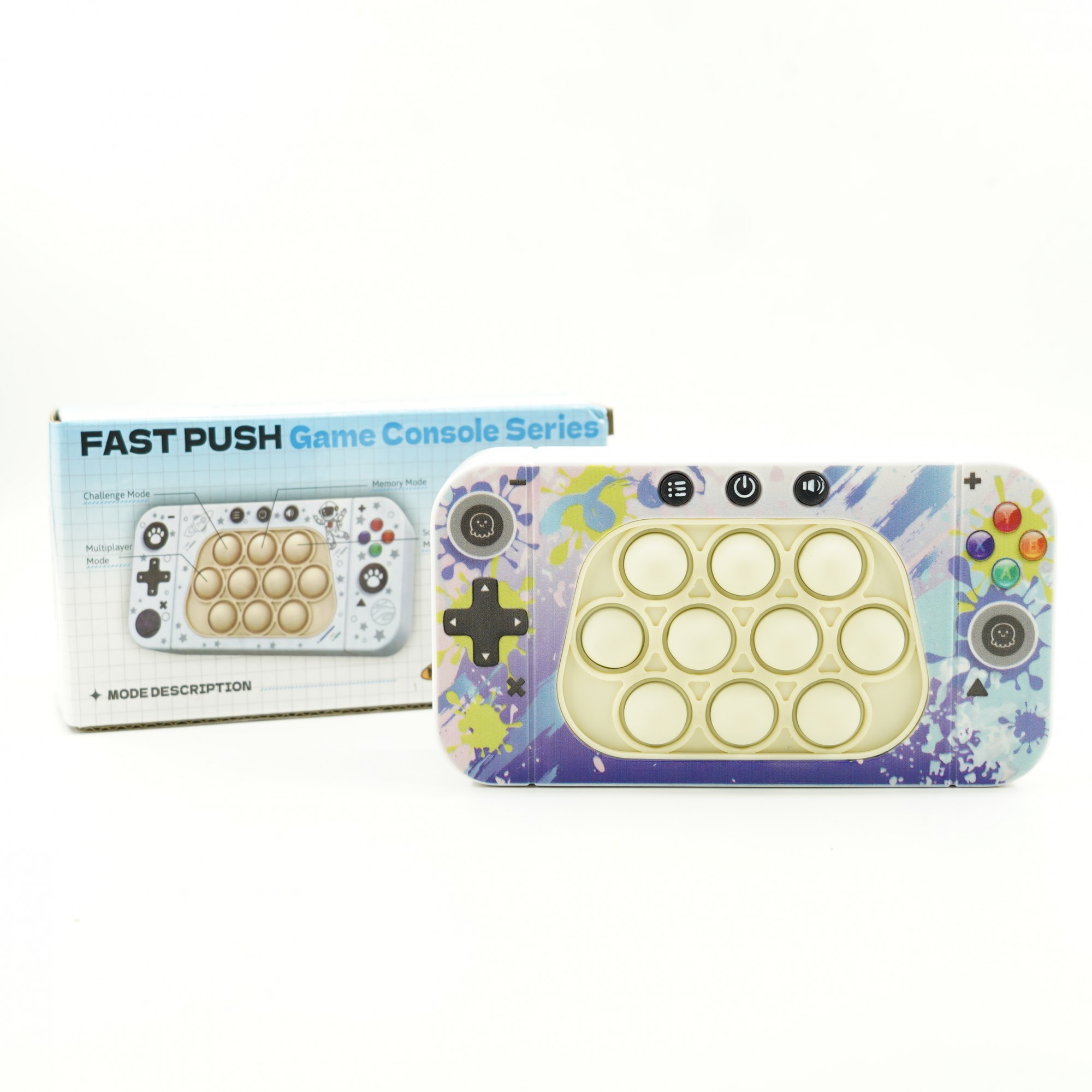 Jucarie interactiva tip consola pentru copii , speed push whack-a-mole, joc de viteza pop it, material ABS/silicon, cu nivele, sunete si lumini, 15.5 x 7.6 x 5.3 cm, model culori, multicolor - imagine 4
