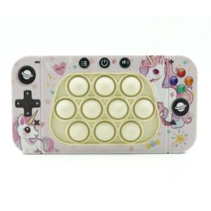 Jucarie interactiva tip consola pentru copii , speed push whack-a-mole, joc de viteza pop it, material ABS/silicon, cu nivele, sunete si lumini, 15.5 x 7.6 x 5.3 cm, model unicorn, roz