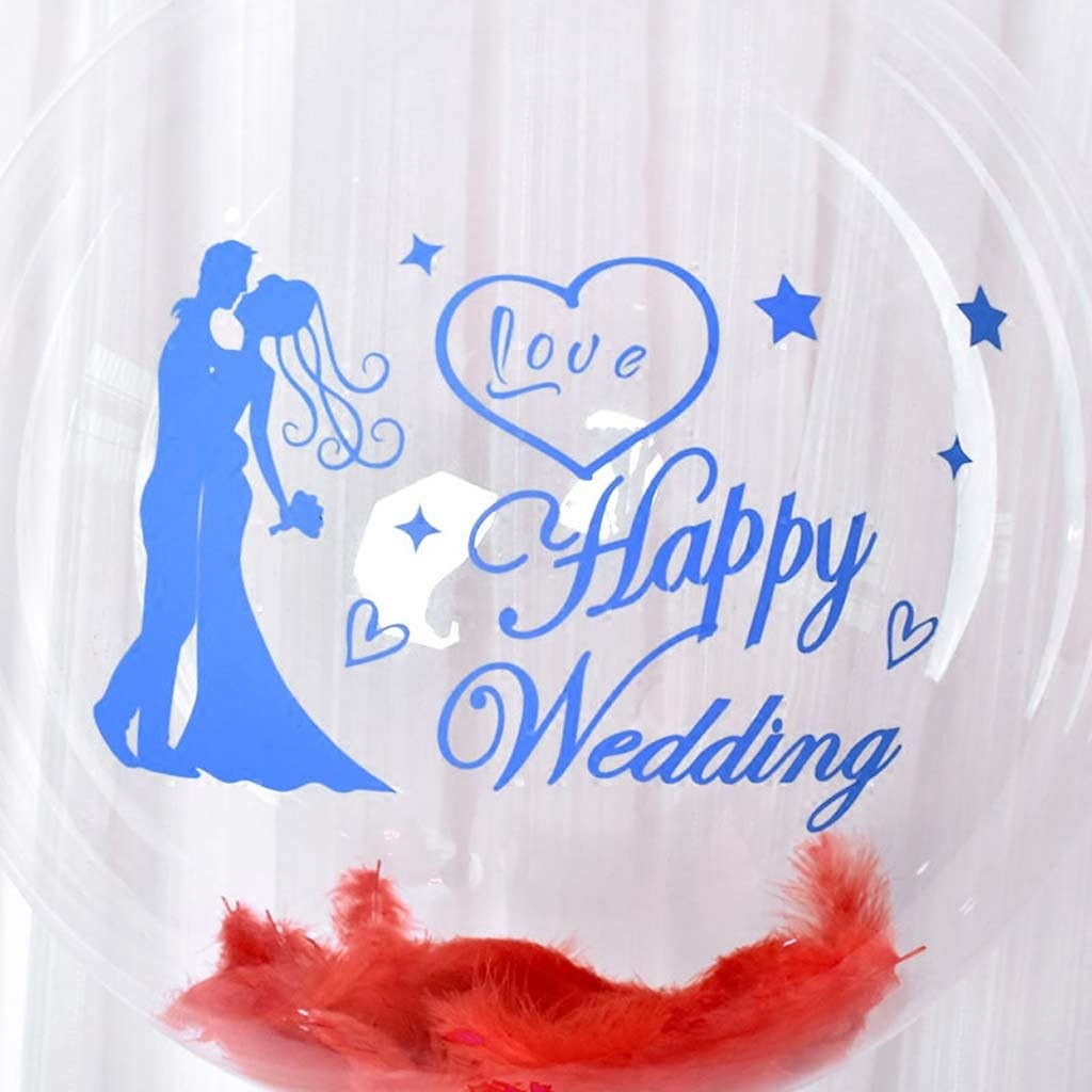 Sticker Autocolant, , Tematica Nunta, Model Scris Happy Wedding, 21x29 cm, Albastru - imagine 4