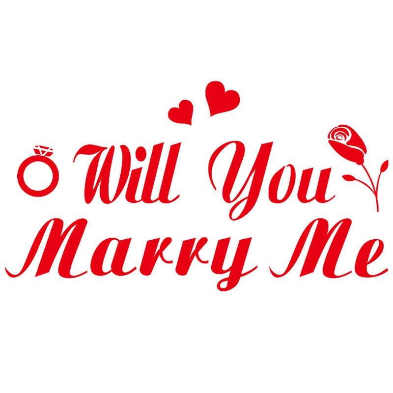 Sticker Autocolant, , Tematica Nunta, Model Scris Will You Marry Me, 21x29 cm, Rosu - imagine 2