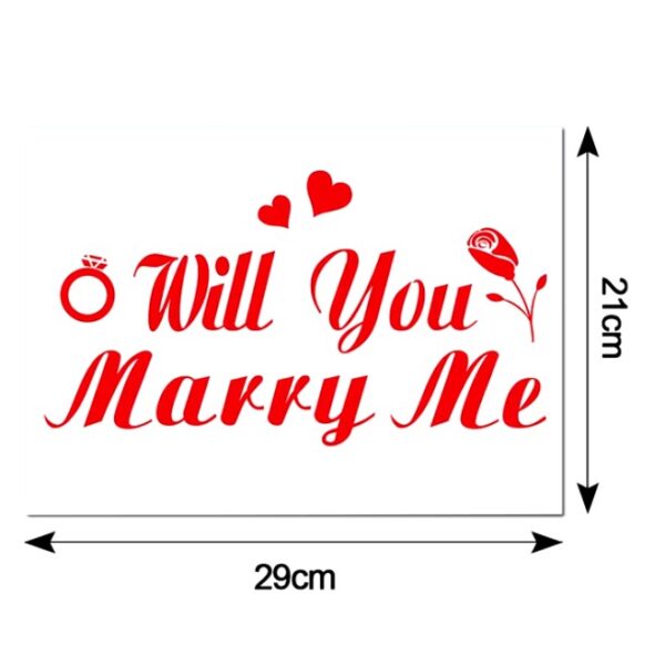 Sticker Autocolant, , Tematica Nunta, Model Scris Will You Marry Me, 21x29 cm, Rosu - imagine 4