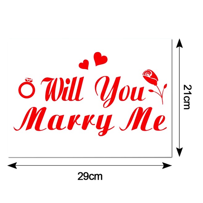 Sticker Autocolant, , Tematica Nunta, Model Scris Will You Marry Me, 21x29 cm, Rosu - imagine 4