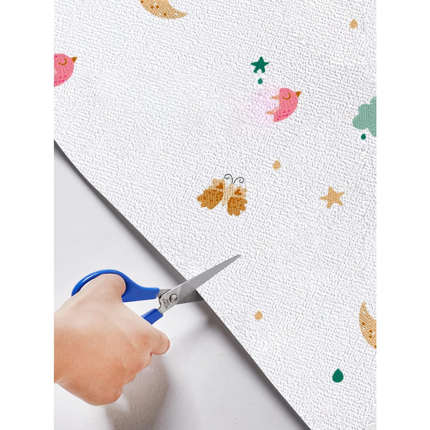 Rola Autoadeziva pentru Perete, , din Panza, 10 m, Rezistenta la Umezeala, 2.5 mm Grosime, Model Girafa si Elefant, Multicolor - imagine 4