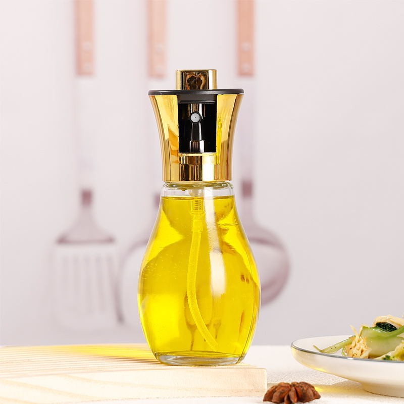 Sticla de ulei cu Pulverizator, , Sticla pentru Lichide de Bucatarie, Otet, Sos, 16.7 x 5.2 cm, Volum 200 ml, Gold - imagine 4