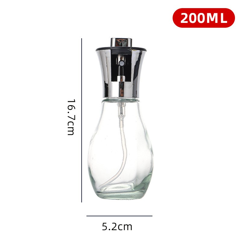Sticla de ulei cu Pulverizator, , Sticla pentru Lichide de Bucatarie, Otet, Sos, 16.7 x 5.2 cm, Volum 200 ml, Silver - imagine 2