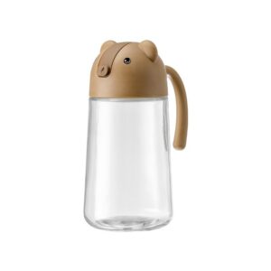 Recipient de ulei, , Model Ursulet, Sticla pentru Lichide de Bucatarie, Inchidere Deschidere Automata, 18.5 x 13 cm, Volum 630 ml, Maro