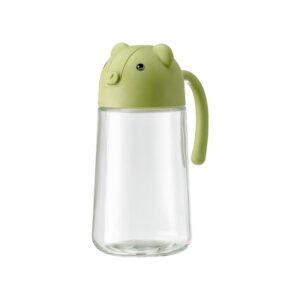 Recipient de ulei, , Model Ursulet, Sticla pentru Lichide de Bucatarie, Inchidere Deschidere Automata, 18.5 x 13 cm, Volum 630 ml, Verde