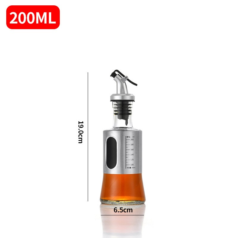 Sticla de ulei, , Sticla de Ulei din Otel Inoxidabil, Sticla pentru Lichide de Bucatarie, Sticla pentru Lichide de Gatit, 19 x 6.5 cm, volum 200 ml, Gri Transparent - imagine 3