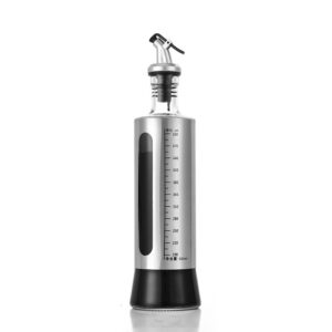 Sticla de ulei, , Sticla de Ulei din Otel Inoxidabil, Sticla pentru Lichide de Bucatarie, Sticla pentru Lichide de Gatit, 28.5 x 7.5 cm, volum 500 ml, Gri Transparent