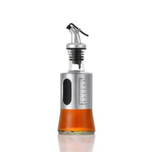 Sticla de ulei, , Sticla de Ulei din Otel Inoxidabil, Sticla pentru Lichide de Bucatarie, Sticla pentru Lichide de Gatit, 19 x 6.5 cm, volum 200 ml, Gri Transparent