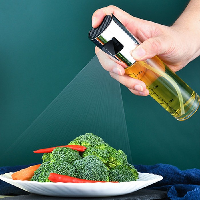 Sticla Pulverizator pentru Bucatariei, , Spray pentru Gratar, din Sticla cu Capac din Inox, 18 x 4.2 cm, volum 100 ml, Trasnparenta cu Capac Gri - imagine 3