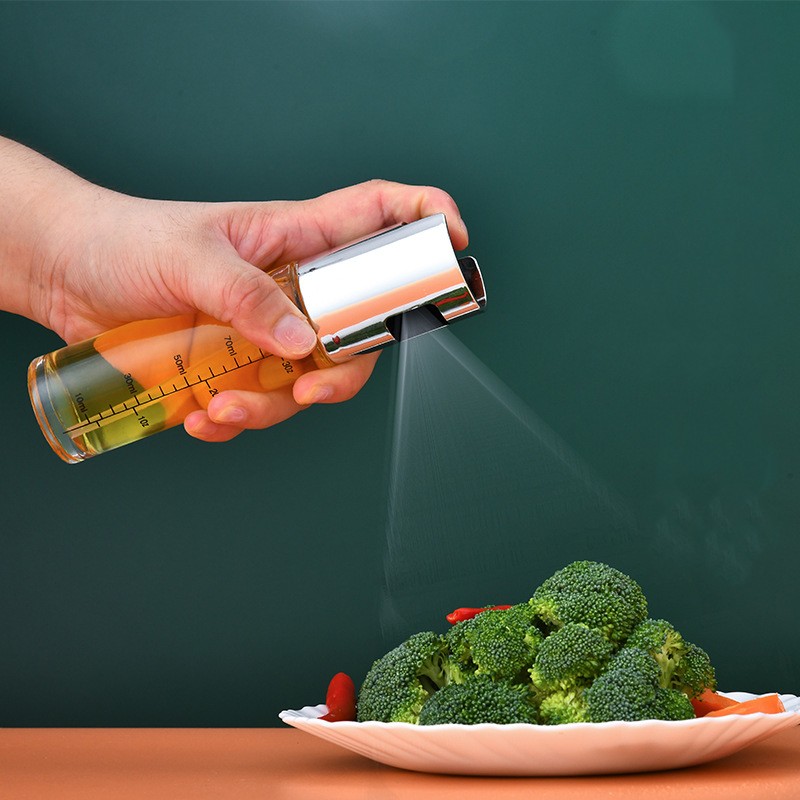 Sticla Pulverizator pentru Bucatariei, , Spray pentru Gratar, din Sticla cu Capac din Inox, 18 x 4.2 cm, volum 100 ml, Trasnparenta cu Capac Gri - imagine 4