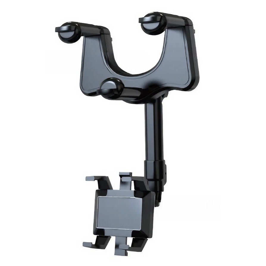 Suport auto  cu atasare la oglinda retrovizoare, model Y611, rotativ 360 de grade și retractabil, multifuncțional, compatibil cu toate telefoanele mobile, Negru