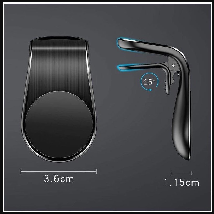 Suport auto , cu magneti puternici neodim, pentru telefon, tableta, gps, cu prindere pe grila de ventilatie, Negru - imagine 2