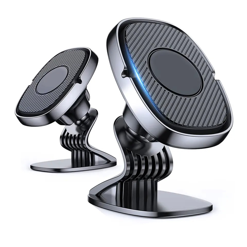 Suport Auto Magnetic  360 grade cu adeziv, 53 mm, Holder JS - 668, compatibil cu dispozitive intre 4" - 7", Ajustabil, 6 Magneti Neodymium  incorporati, Negru - imagine 3