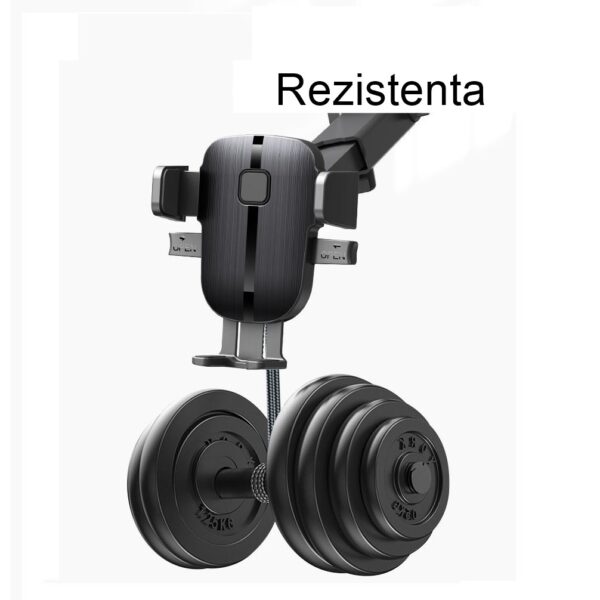 Suport Auto Telefon , Prindere Grila Ventilatie, Tija Fixare Reglabila, Rotativ 90 grade, Design Modern, Detalii Fine, Material Plastic si Silicon, 11 x  8.5 cm, Model 2, Negru - imagine 4