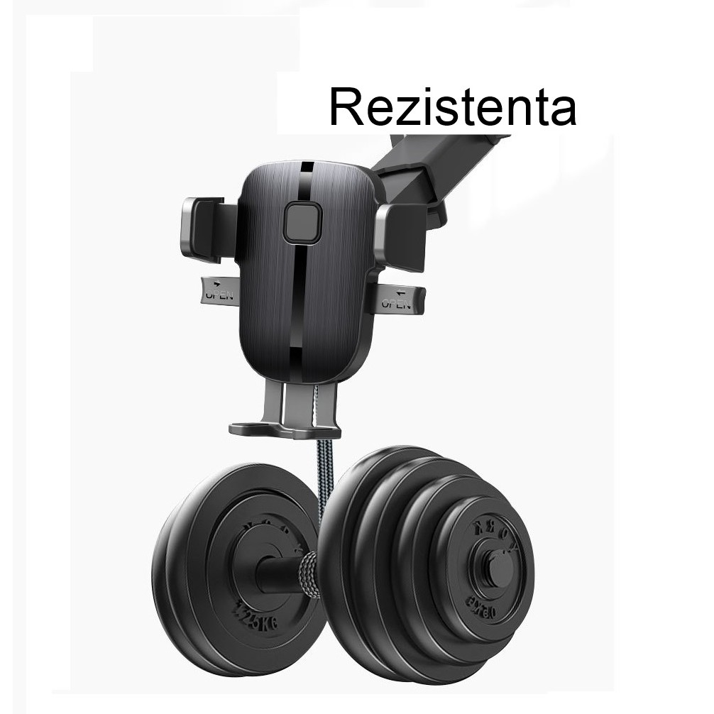 Suport Auto Telefon , Prindere Grila Ventilatie, Tija Fixare Reglabila, Rotativ 90 grade, Design Modern, Detalii Fine, Material Plastic si Silicon, 11 x  8.5 cm, Model 2, Negru - imagine 4