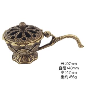 Suport de Tamaiat, , din Aliaj de Zinc, Model Lotus, Ignifug, 9.7 x 4.8 x 4.7 cm, Bronz