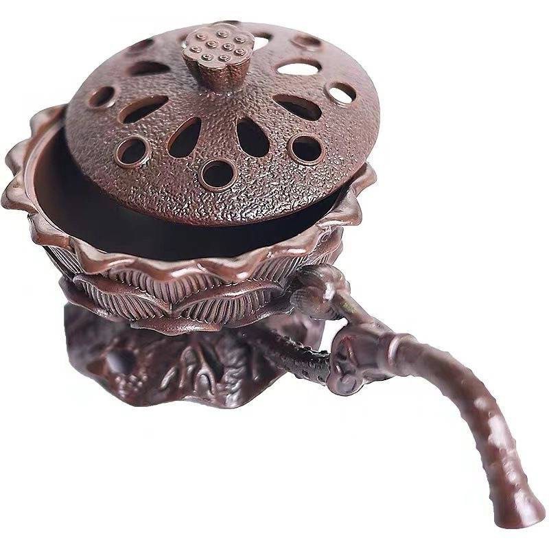 Suport de Tamaiat, , din Aliaj de Zinc, Model Lotus, Ignifug, 9.7 x 4.8 x 4.7 cm, Cupru - imagine 3