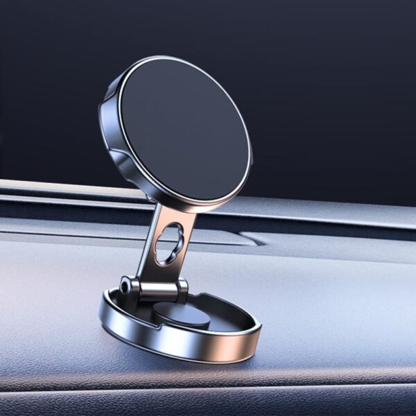 Suport de Telefon, , cu Adeziv, din ABS si Magnet, Pliabil, Diametru 4.4 cm, Universal, Argintiu - imagine 2