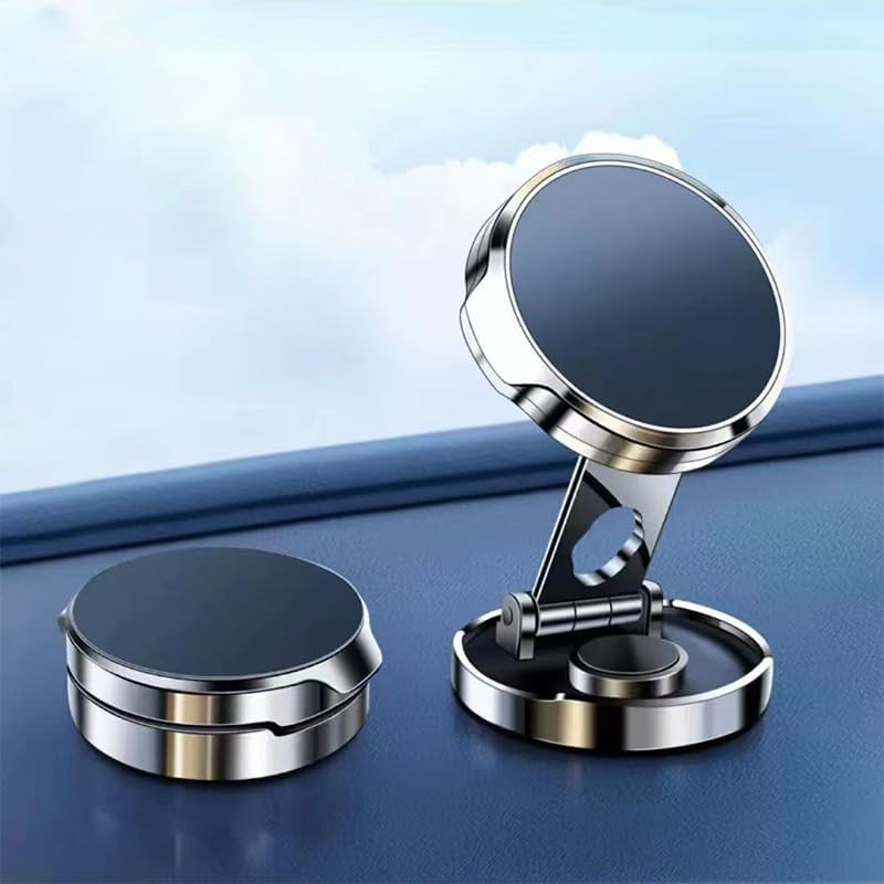 Suport de Telefon, , cu Adeziv, din ABS si Magnet, Pliabil, Diametru 4.4 cm, Universal, Argintiu - imagine 3