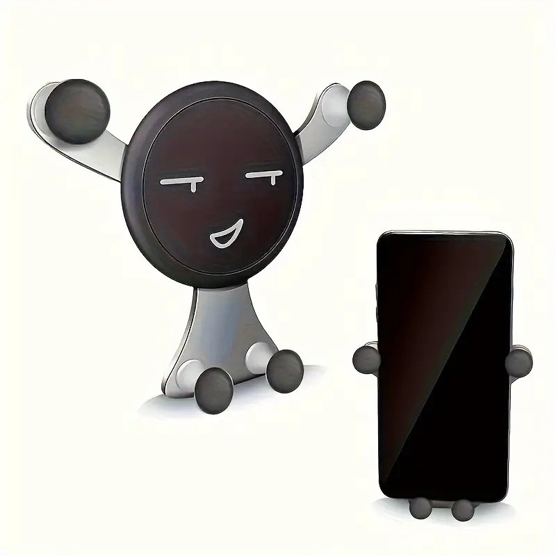 Suport de Telefon, , pentru Ventilatie, din ABS si Silicon, 11 x 10 x 4 cm, pentru Telefon 4.0 - 6.0 inch, Model Smiley Face, Argintiu - imagine 2