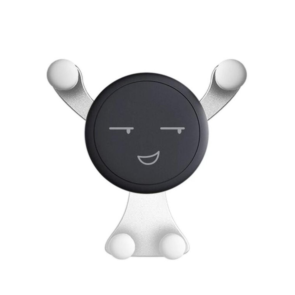 Suport de Telefon, , pentru Ventilatie, din ABS si Silicon, 11 x 10 x 4 cm, pentru Telefon 4.0 - 6.0 inch, Model Smiley Face, Argintiu