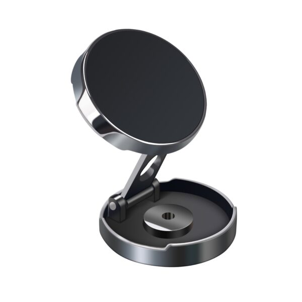 Suport de Telefon, , cu Adeziv, din ABS si Magnet, Pliabil, Diametru 4.4 cm, Universal, Negru