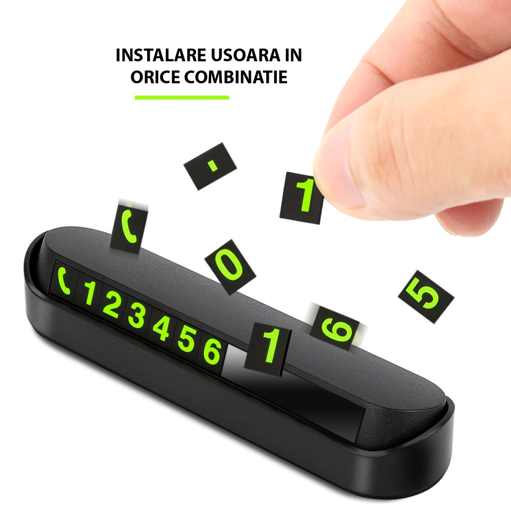 Suport numar telefon , afisaj parcare numar telefon/parcare temporara, Negru - imagine 4