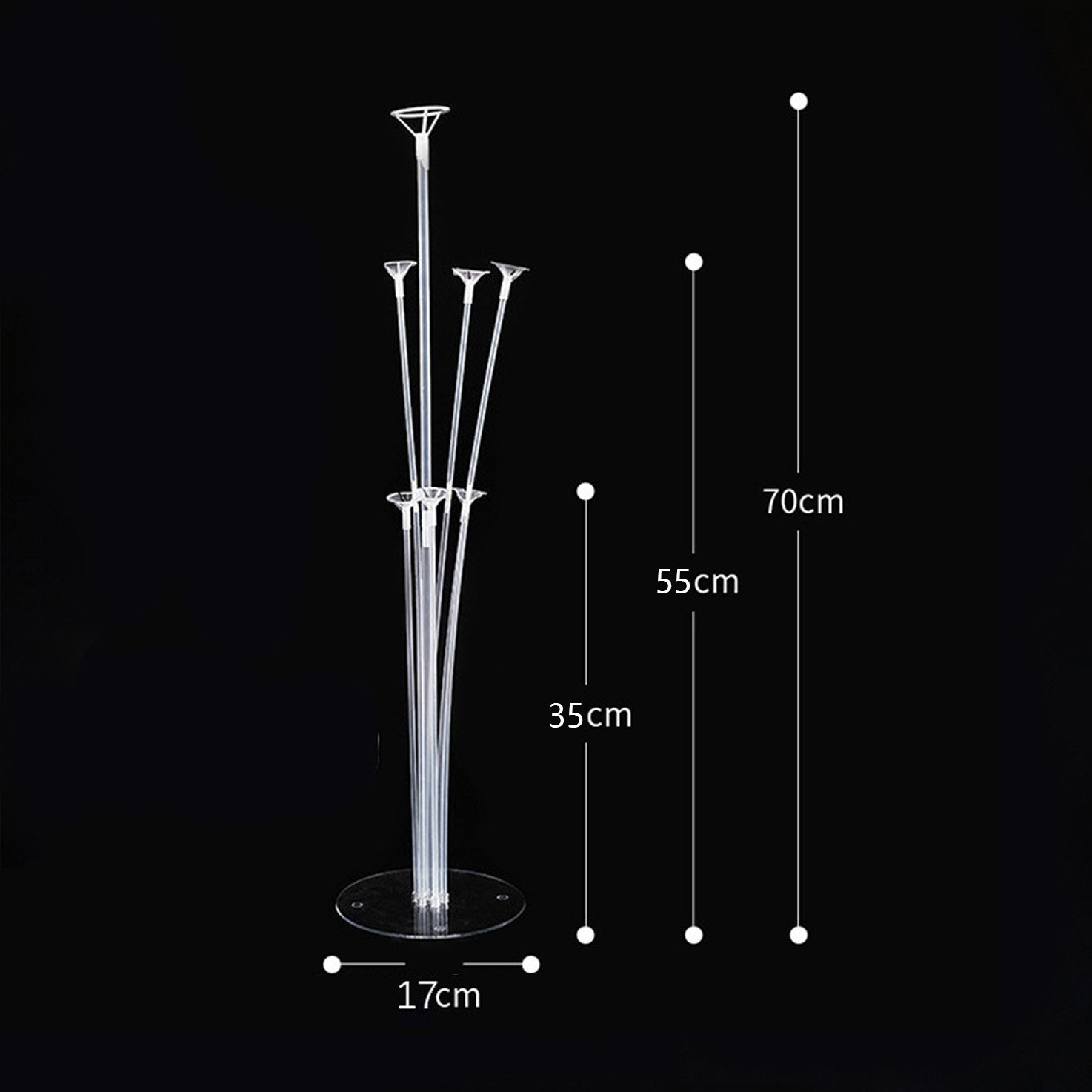 Suport pentru Baloane, , cu Trei Straturi, pentru 7 Baloane, 70 cm, Transparent - imagine 2