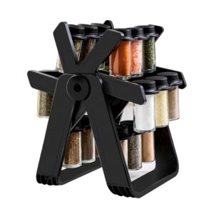 Suport Pentru Condimente Rotativ, , Multifunctional, Pivotant 360Â°, Portabil, Usor de Montat, 34x23 cm, ABS/Sticla, Negru