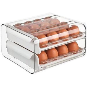 Suport pentru Oua, , Strat Dublu, Capacitate 32 de Oua,  23.5x21.5 cm, din Plastic, Alb
