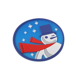 Suport pentru Pahar, , Model Om de Zapada, din PVC, 10 cm, Rezistent la Caldura, Albastru