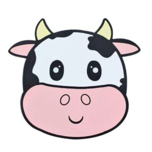 Suport pentru Pahar, , Model Vacuta, din PVC, 15.5 x 15.5 cm, Rezistent la Caldura, Alb/Roz