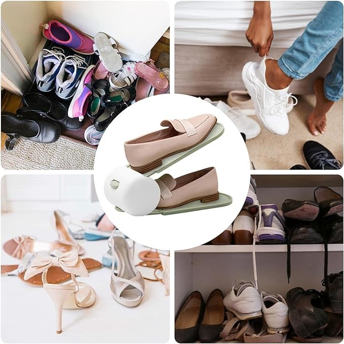 Suport pentru Pantofi, , cu Două Straturi, Organizator, Antiderapant și Durabil, Inălțime Reglabilă, 28x18x11 cm, Verde, 150 g - imagine 4