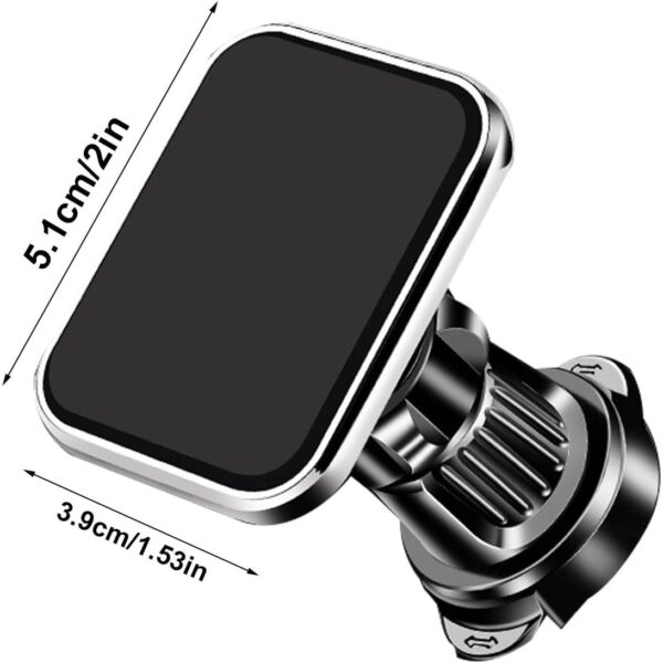 Suport Auto pentru Telefon, , MagSafe, cu Magnet, Prindere Grila de Ventilatie, Detalii Fine, Rotativ 360 de Grade, Plastic Magnet Silicon, 5.1x3.9 cm, Negru Argintiu - imagine 4
