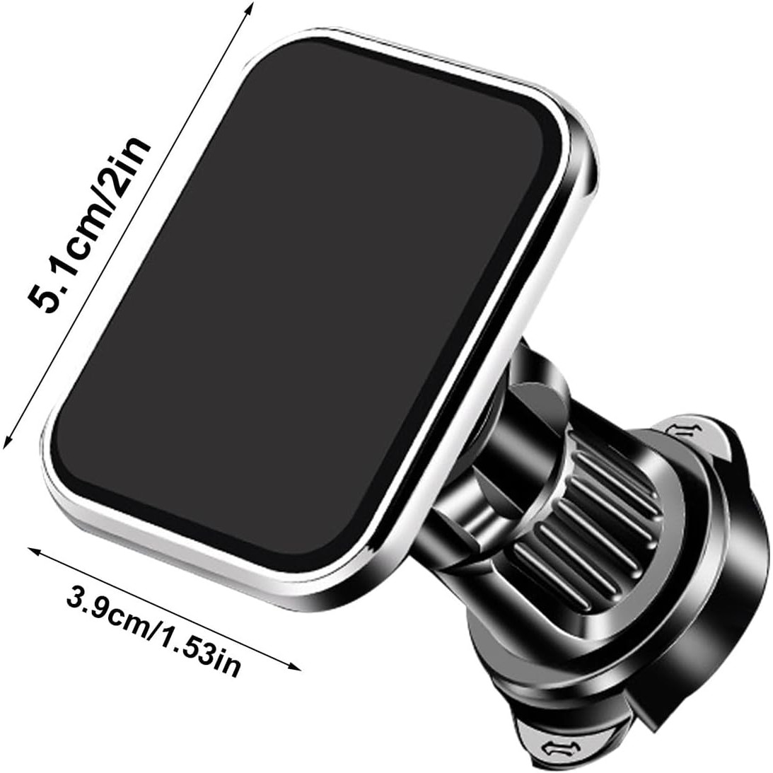 Suport Auto pentru Telefon, , MagSafe, cu Magnet, Prindere Grila de Ventilatie, Detalii Fine, Rotativ 360 de Grade, Plastic Magnet Silicon, 5.1x3.9 cm, Negru Argintiu - imagine 4