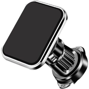 Suport Auto pentru Telefon, , MagSafe, cu Magnet, Prindere Grila de Ventilatie, Detalii Fine, Rotativ 360 de Grade, Plastic Magnet Silicon, 5.1x3.9 cm, Negru Argintiu