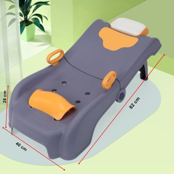 Suport Pliabil pentru Spalat Parul , Pentru Copii, 0 - 16 ani, cu Picioare Antialunecare, Material Polipropilena, Suport Cap Reglabil, cu Manere, 82 x 40 x 28 cm, Bleumarin - imagine 2