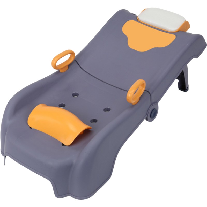 Suport Pliabil pentru Spalat Parul , Pentru Copii, 0 - 16 ani, cu Picioare Antialunecare, Material Polipropilena, Suport Cap Reglabil, cu Manere, 82 x 40 x 28 cm, Bleumarin