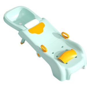 Suport Pliabil pentru Spalat Parul , Pentru Copii, cu Scurgere, cu Picioare Antialunecare, Material Polipropilena, Suport Cap Reglabil, cu Manere, 110 x 35 x 21 cm, Verde