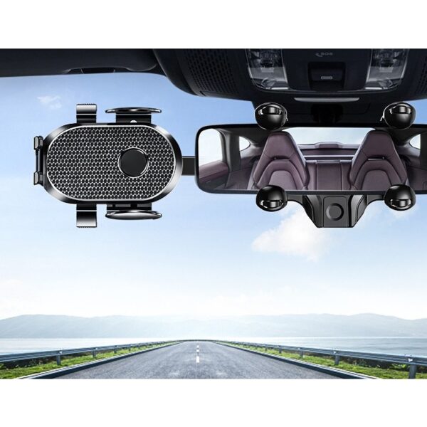 Suport Telefon Auto, , Pentru Oglinda Retrovizoare, din ABS, Reglabil 360Â°, Negru - imagine 3