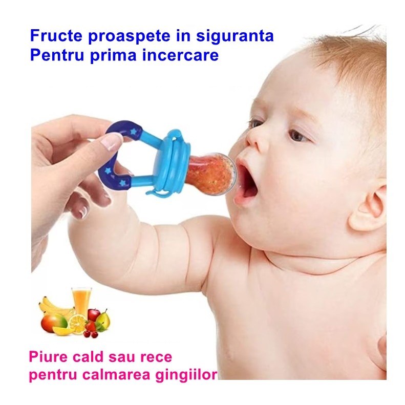 Suzeta pentru diversificarea alimentatiei/dentitie , potrivit pentru fructe si piure proaspat, Albastru, fara BPA - imagine 4