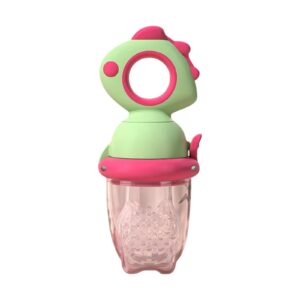 Suzeta pentru Fructe, , pentru Bebelusi, din Silicon Alimentar, +4 Luni, 2 mm Grosime Gauri Tetina, 12.4 x 5.1 x 4.7 cm, Verde/Fucsia