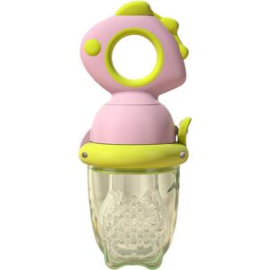 Suzeta pentru Fructe, , pentru Bebelusi, din Silicon Alimentar, +4 Luni, 2 mm Grosime Gauri Tetina, 12.4 x 5.1 x 4.7 cm, Roz/Verde